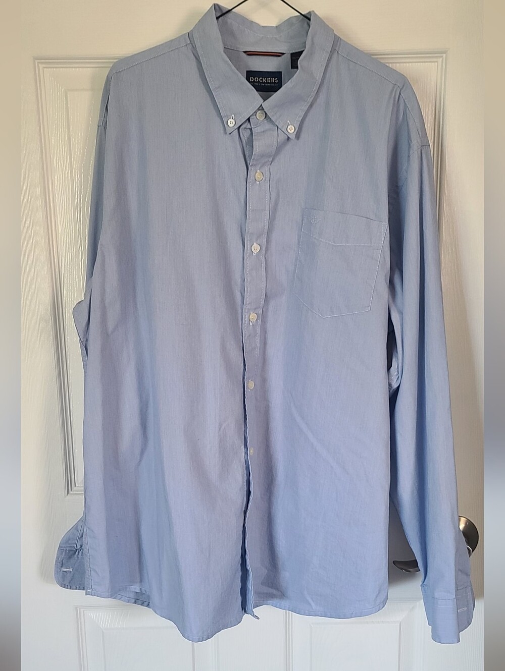 Dockers Men's Light Blue Button-Down Shirt with Chest Pocket